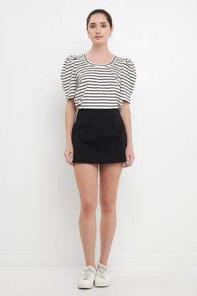 ENGLISH FACTORY - Stripe Pleated Puff Sleeve Top - TOPS available at Objectrare