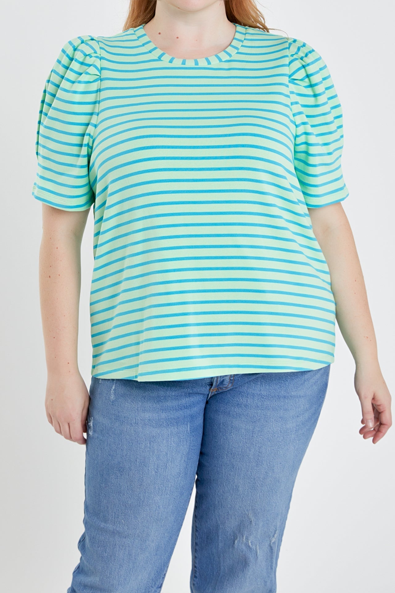 ENGLISH FACTORY - Plus Size Stripe Women Knit Shirt - TOPS available at Objectrare