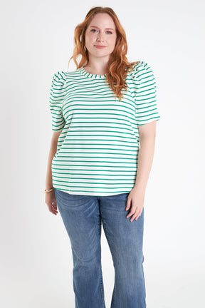 Plus Size Stripe Women Knit Shirt