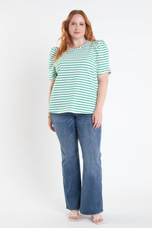 Plus Size Stripe Women Knit Shirt