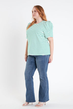 Plus Size Stripe Women Knit Shirt