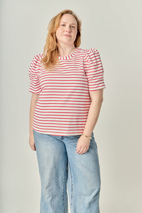 Plus Size Stripe Women Knit Shirt