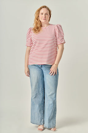Plus Size Stripe Women Knit Shirt