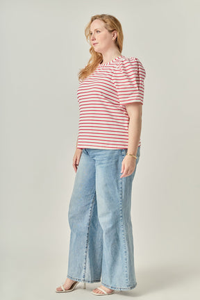 Plus Size Stripe Women Knit Shirt