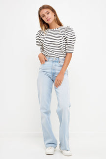 ENGLISH FACTORY - Stripe Women Knit Shirt - TOPS available at Objectrare