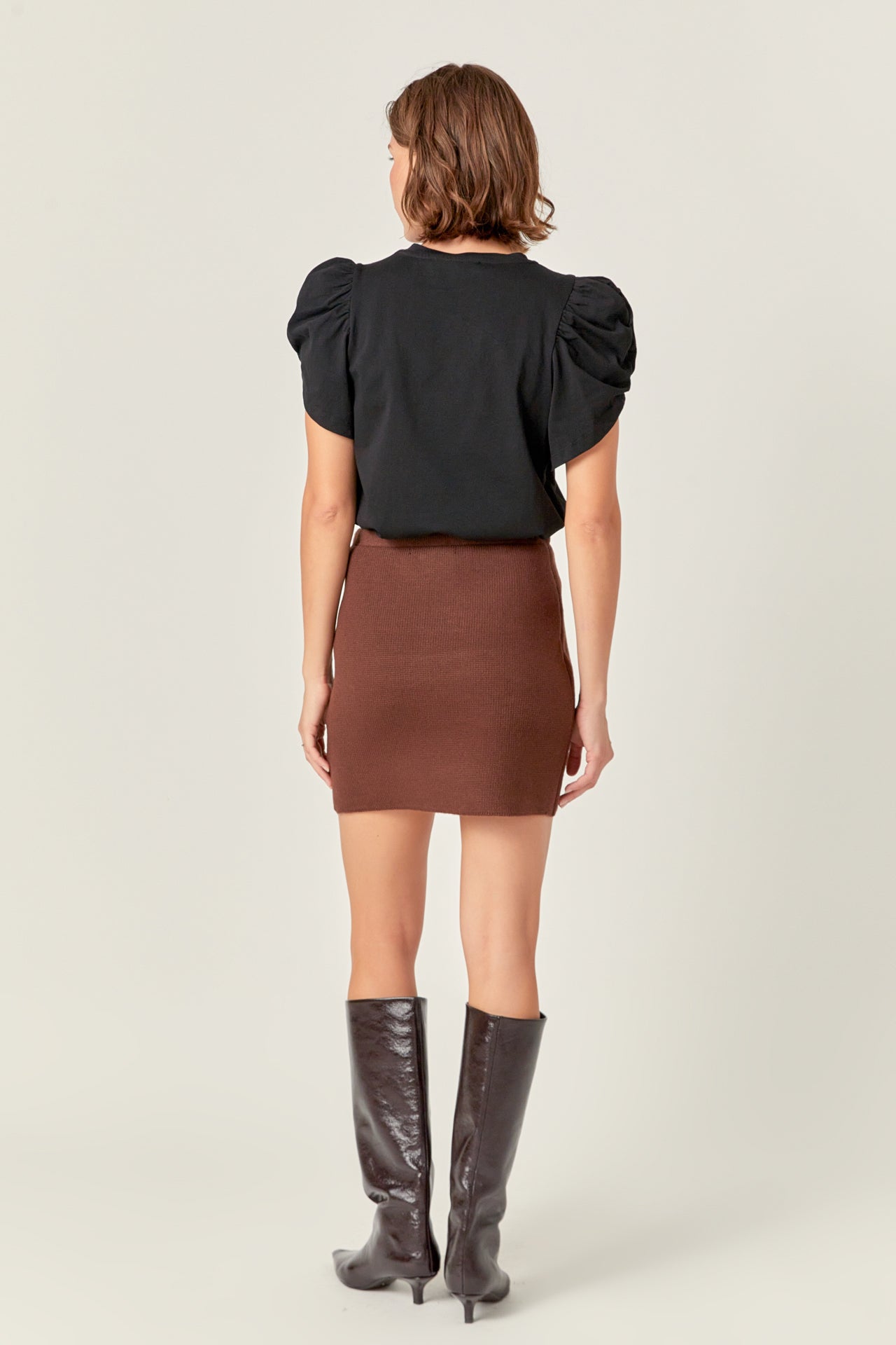 ENGLISH FACTORY - Ruched Sleeve T-Shirt - TOPS available at Objectrare