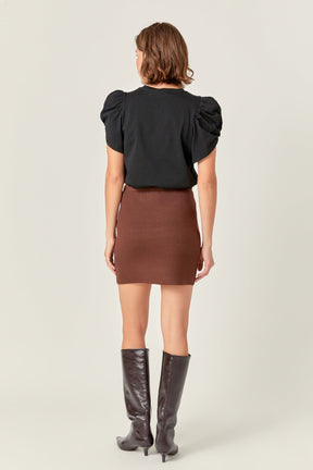 ENGLISH FACTORY - Ruched Sleeve T-Shirt - TOPS available at Objectrare