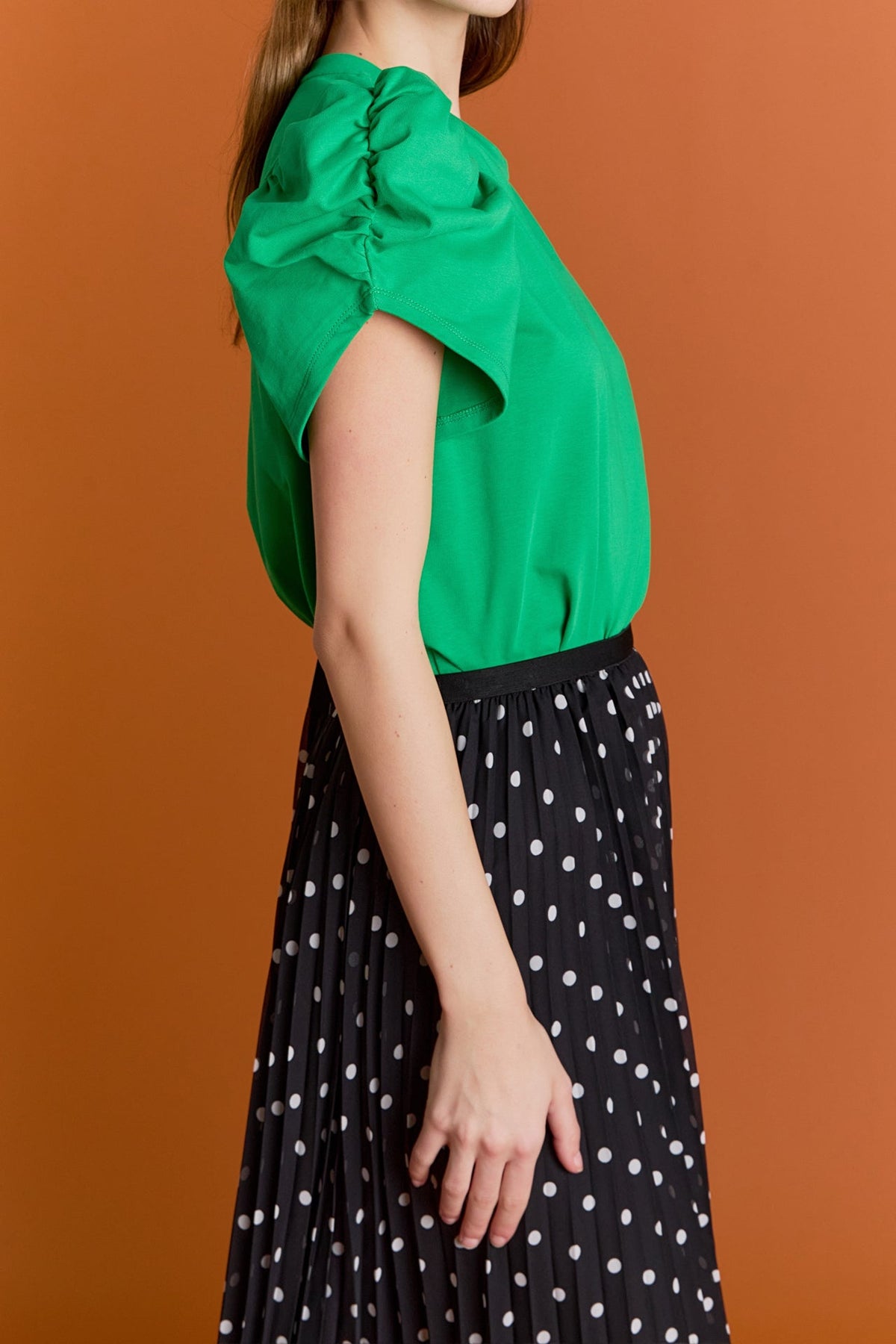 ENGLISH FACTORY - Ruched Sleeve T-Shirt - TOPS available at Objectrare