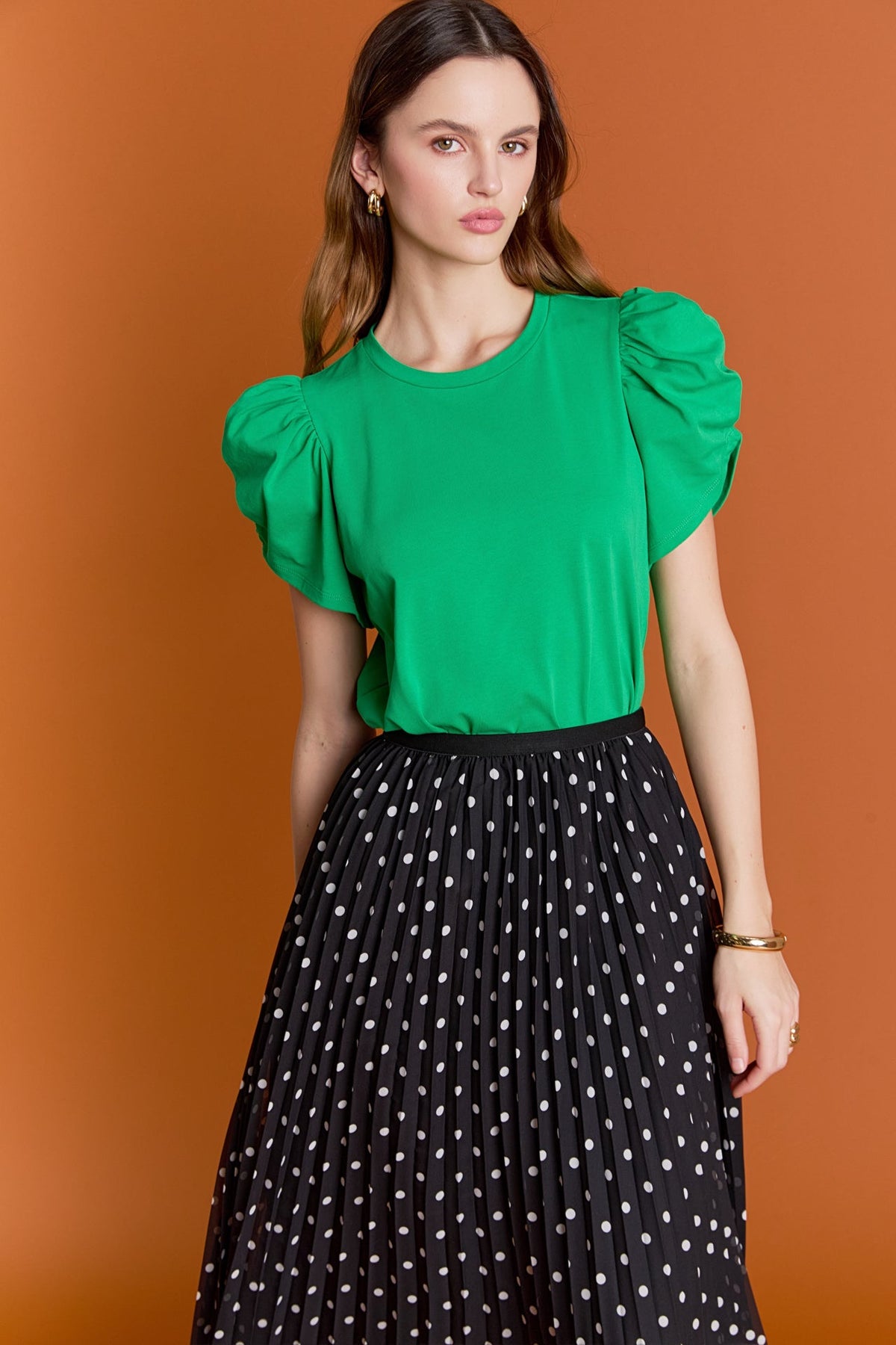 ENGLISH FACTORY - Ruched Sleeve T-Shirt - TOPS available at Objectrare