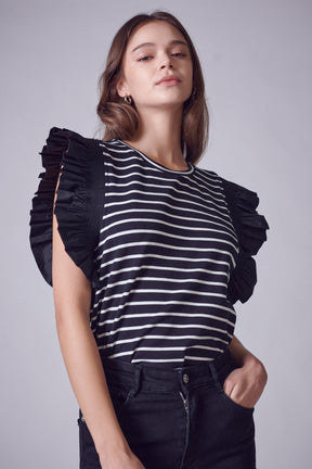 ENGLISH FACTORY - Ruffle Cap Sleeve Top - TOPS available at Objectrare