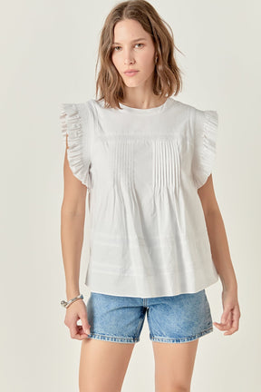 ENGLISH FACTORY - Trim Detail Ruffled Top - TOPS available at Objectrare