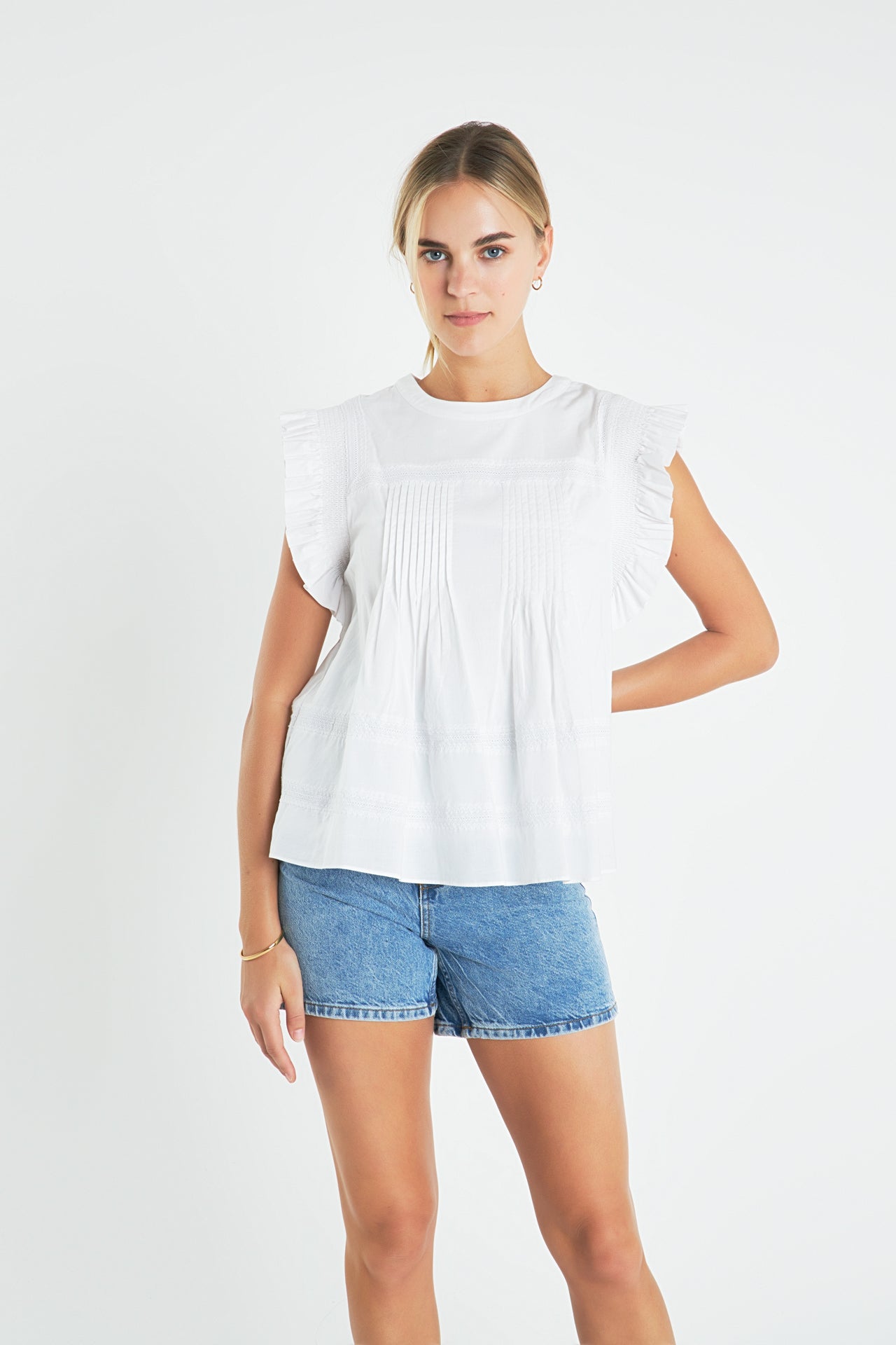 ENGLISH FACTORY - Trim Detail Ruffled Top - TOPS available at Objectrare