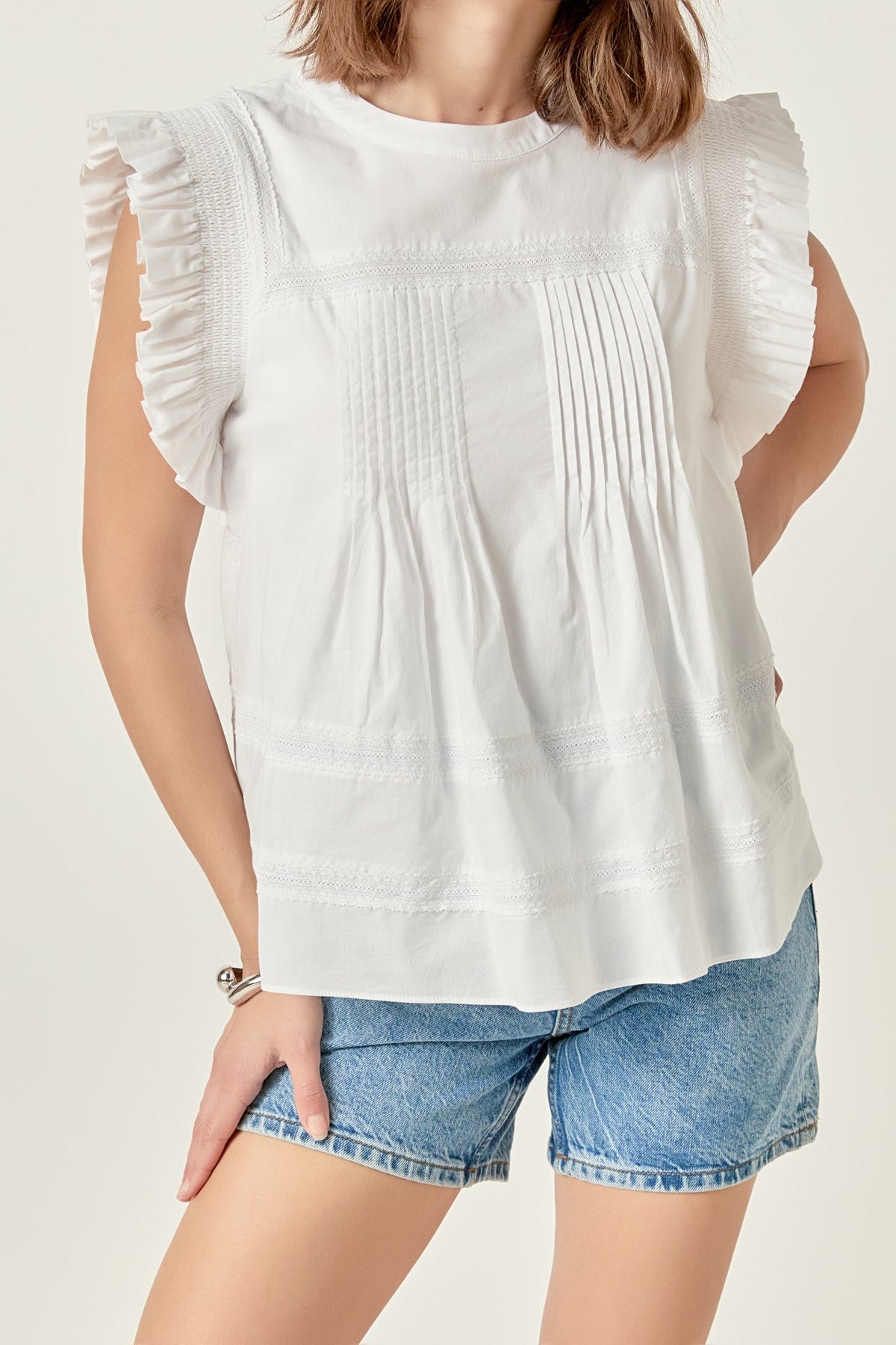 ENGLISH FACTORY - Trim Detail Ruffled Top - TOPS available at Objectrare