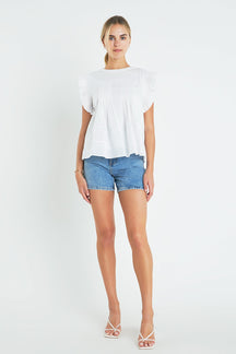 ENGLISH FACTORY - English Factory - Trim Detail Ruffled Top - TOPS available at Objectrare