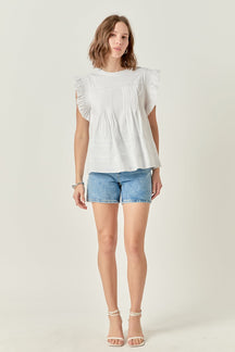 ENGLISH FACTORY - Trim Detail Ruffled Top - TOPS available at Objectrare