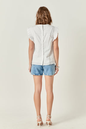 ENGLISH FACTORY - Trim Detail Ruffled Top - TOPS available at Objectrare