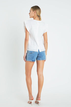 ENGLISH FACTORY - English Factory - Trim Detail Ruffled Top - TOPS available at Objectrare