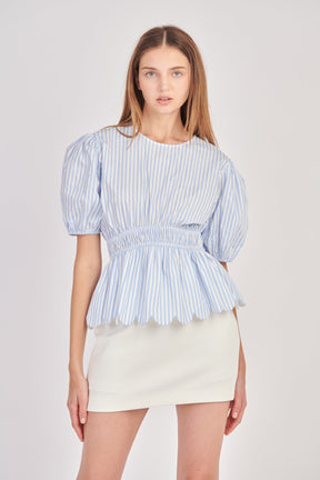 ENGLISH FACTORY - English Factory - Striped Puff Sleeve Top - TOPS available at Objectrare