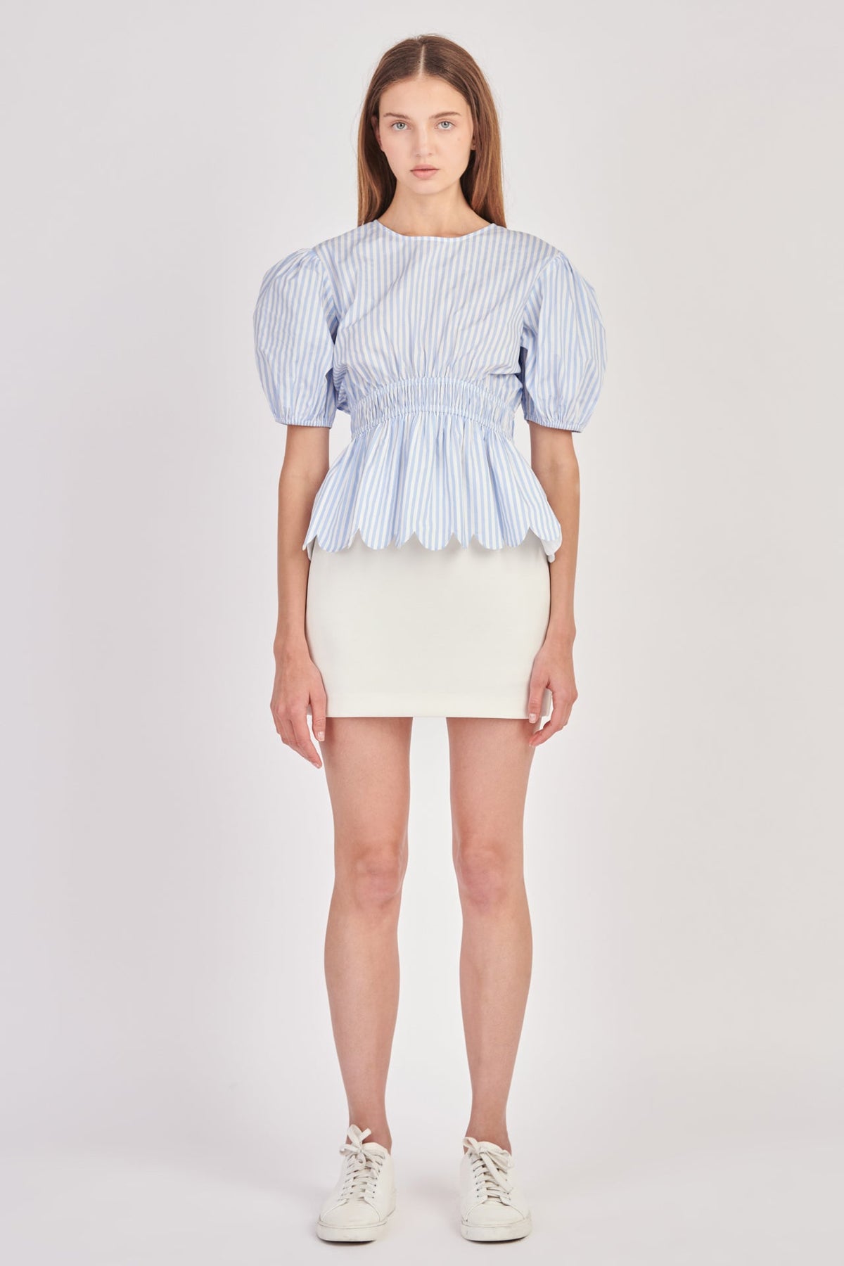 ENGLISH FACTORY - Striped Puff Sleeve Top - TOPS available at Objectrare