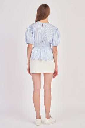 ENGLISH FACTORY - English Factory - Striped Puff Sleeve Top - TOPS available at Objectrare