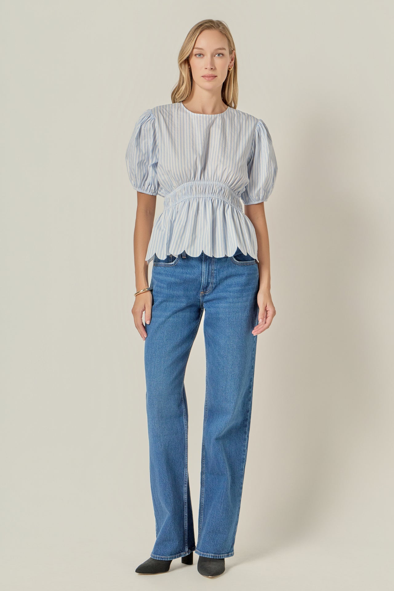 ENGLISH FACTORY - Striped Puff Sleeve Top - TOPS available at Objectrare
