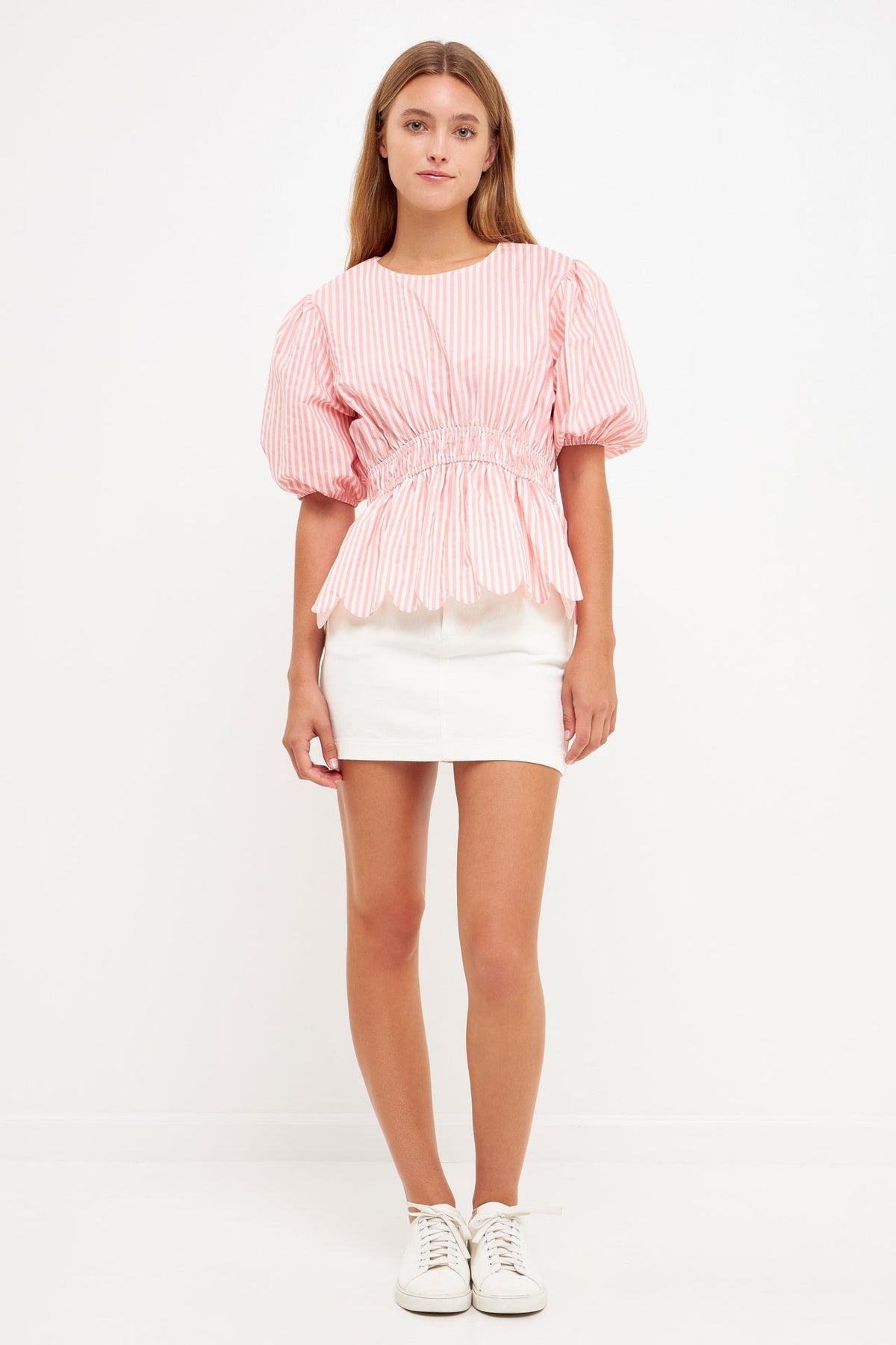 ENGLISH FACTORY - Striped Puff Sleeve Top - TOPS available at Objectrare