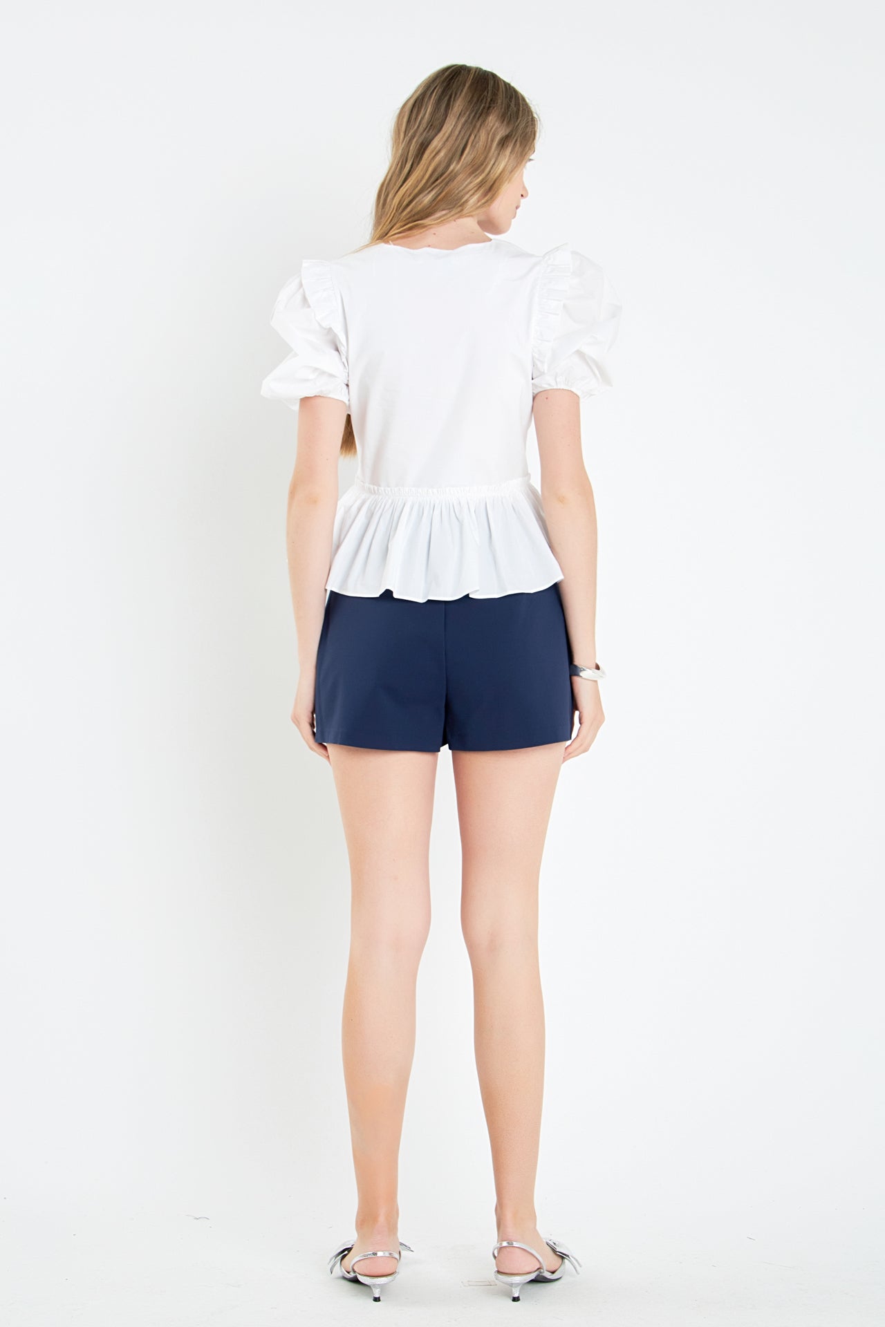 ENGLISH FACTORY - V-neckline Puff Sleeve Top - TOPS available at Objectrare