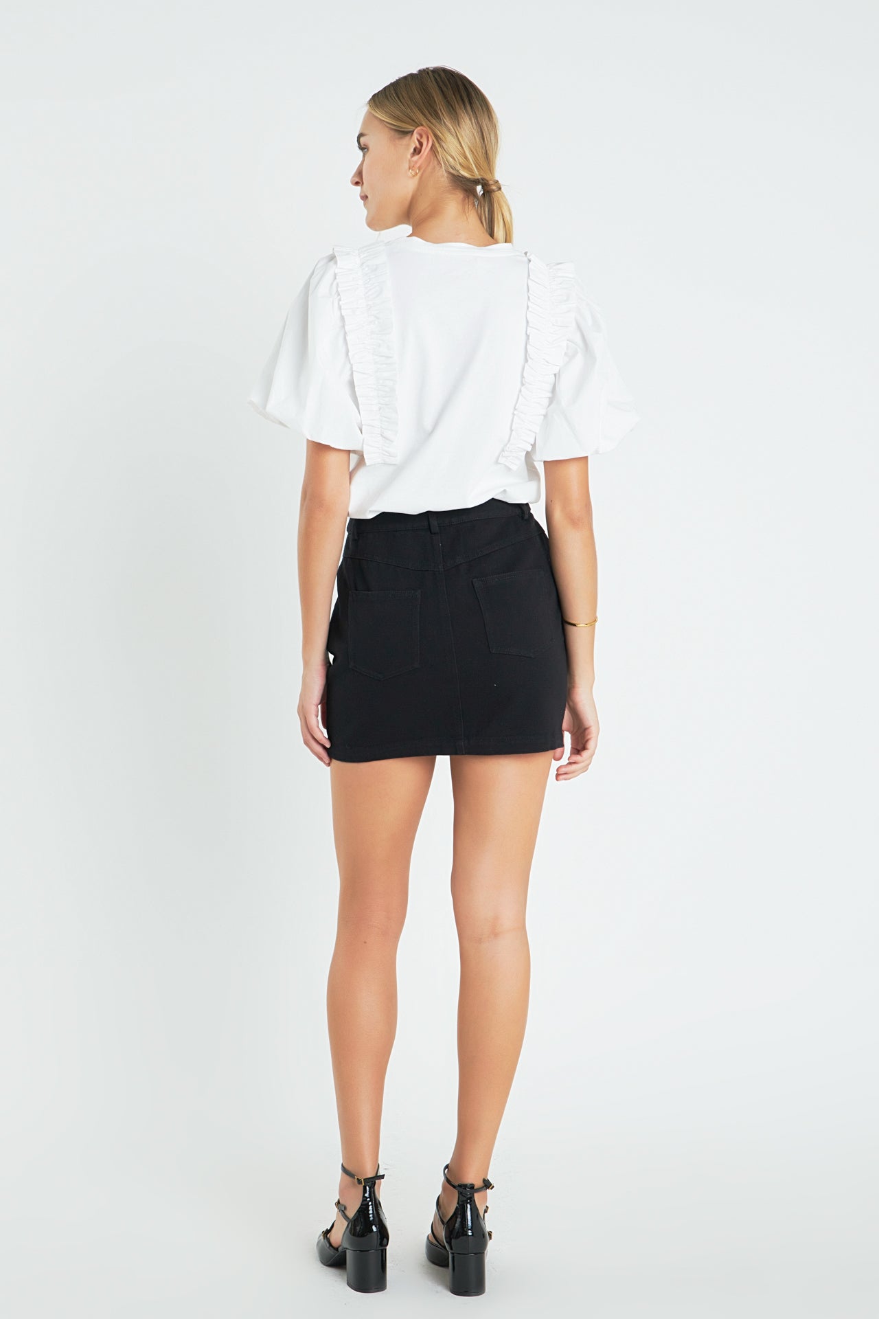 ENGLISH FACTORY - Ruffle Mixed Media Top - TOPS available at Objectrare