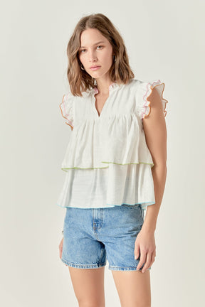ENGLISH FACTORY - Colorblock Edge Tiered Top - TOPS available at Objectrare