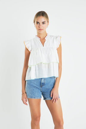 ENGLISH FACTORY - English Factory - Colorblock Edge Tiered Top - TOPS available at Objectrare