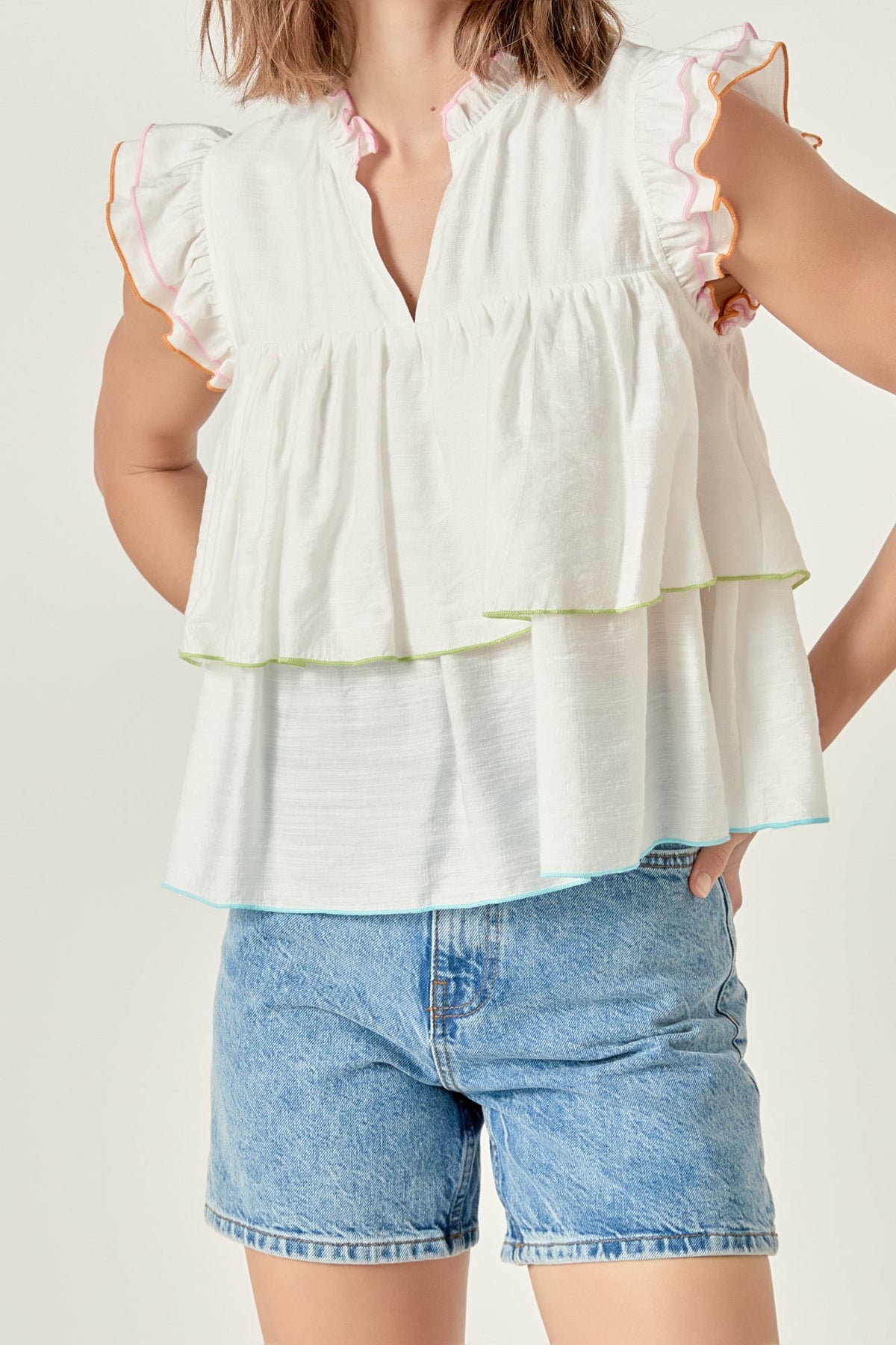 ENGLISH FACTORY - Colorblock Edge Tiered Top - TOPS available at Objectrare