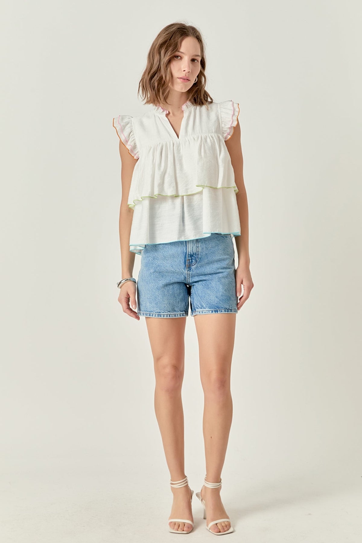 ENGLISH FACTORY - Colorblock Edge Tiered Top - TOPS available at Objectrare