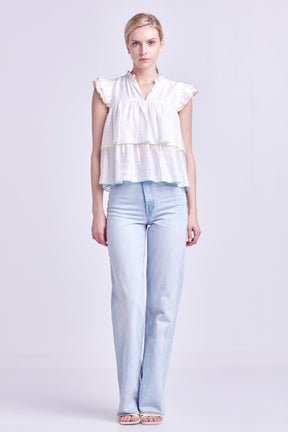 ENGLISH FACTORY - Colorblock Edge Tiered Top - TOPS available at Objectrare