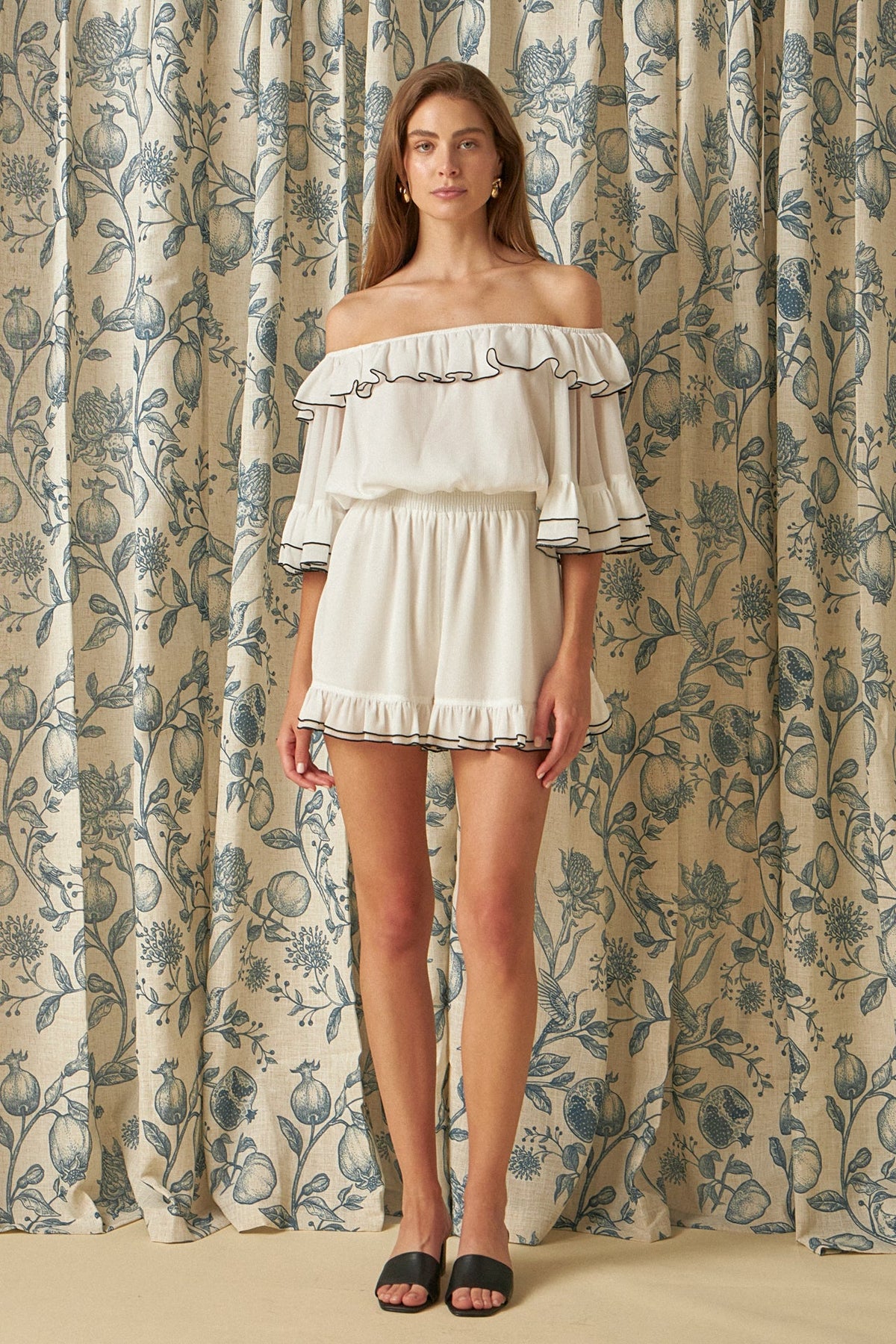 ENDLESS ROSE - Endless Rose - Off-The-Shoulder Ruffled Romper - ROMPERS available at Objectrare