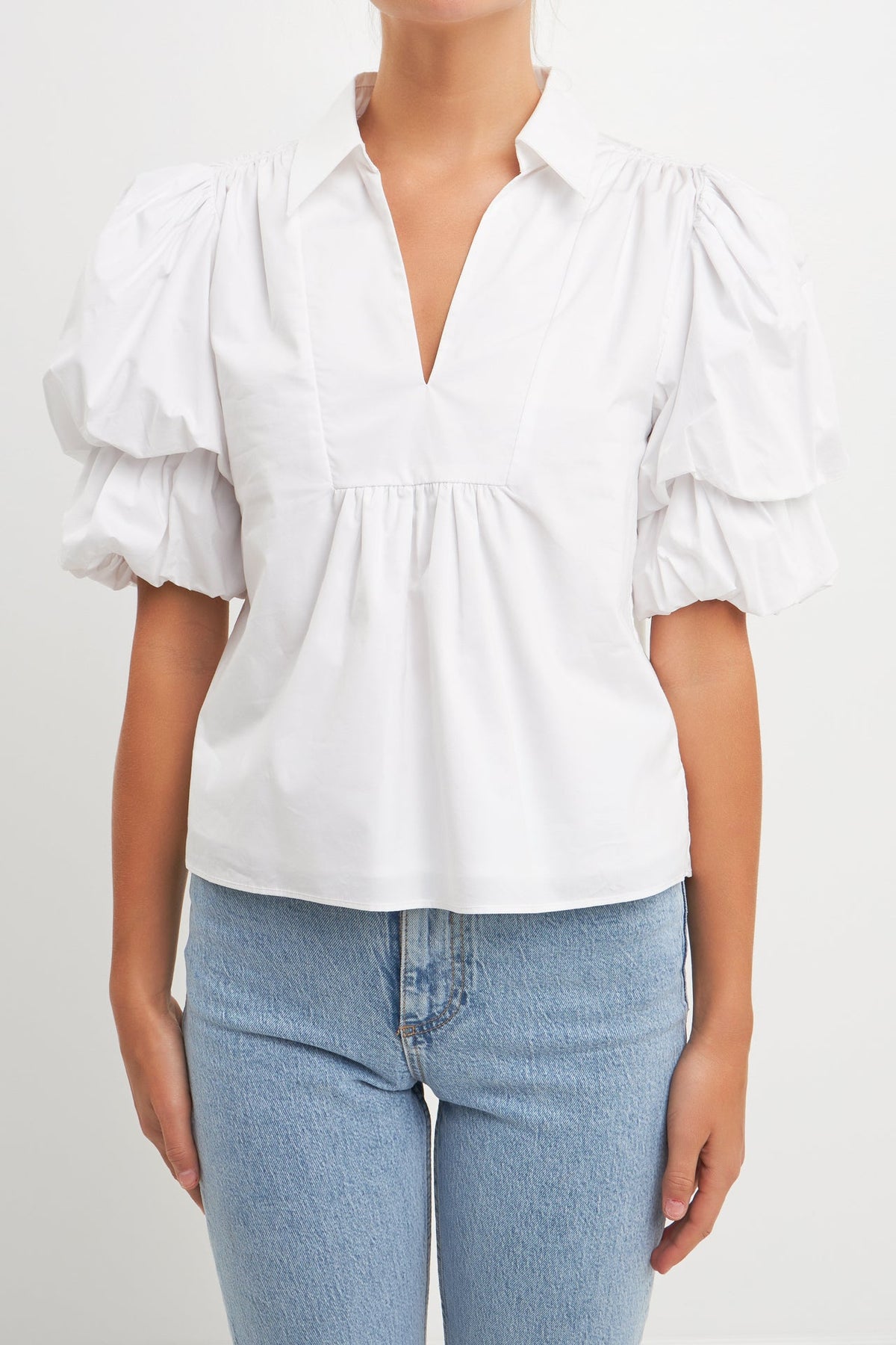 ENGLISH FACTORY - 2 Layers Puff Sleeve Top - TOPS available at Objectrare