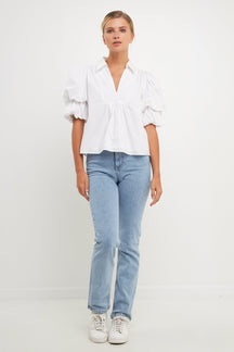 ENGLISH FACTORY - 2 Layers Puff Sleeve Top - TOPS available at Objectrare