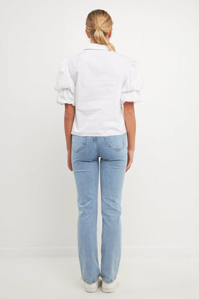 ENGLISH FACTORY - 2 Layers Puff Sleeve Top - TOPS available at Objectrare