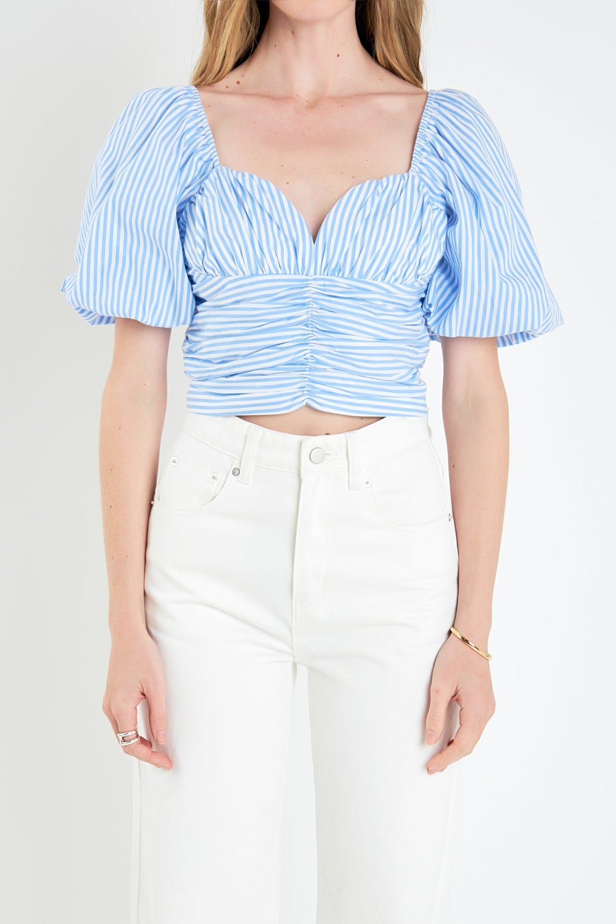 ENGLISH FACTORY - Stripe Shirred Detail Top - TOPS available at Objectrare