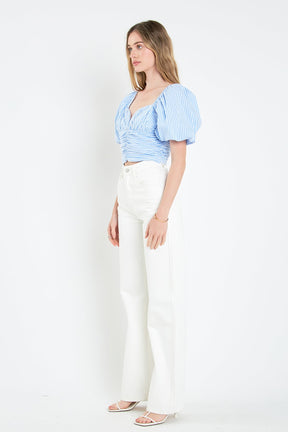 ENGLISH FACTORY - Stripe Shirred Detail Top - TOPS available at Objectrare