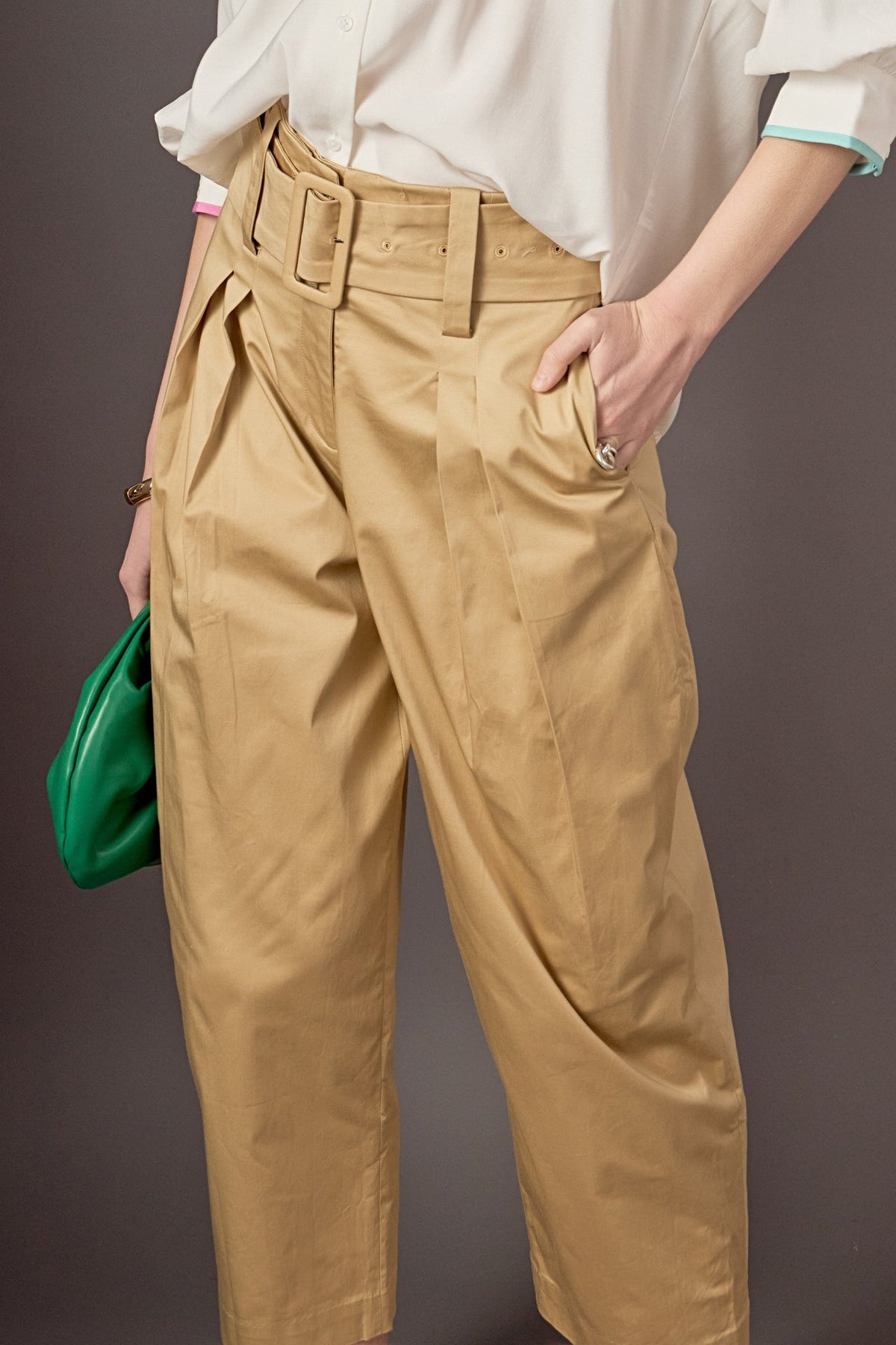 ENGLISH FACTORY - High Waist Belted Wide Leg Pants - PANTS available at Objectrare