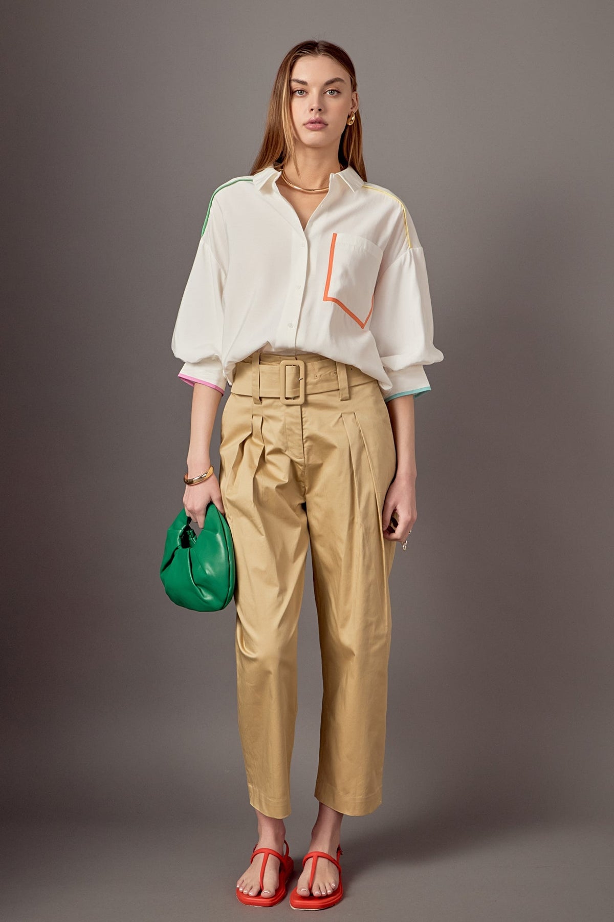 ENGLISH FACTORY - High Waist Belted Wide Leg Pants - PANTS available at Objectrare