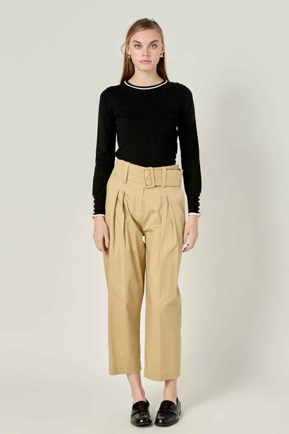 ENGLISH FACTORY - English Factory - High Waist Belted Wide Leg Pants - PANTS available at Objectrare