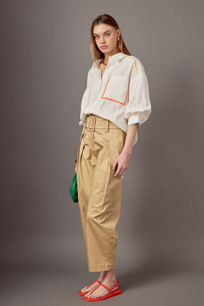ENGLISH FACTORY - High Waist Belted Wide Leg Pants - PANTS available at Objectrare