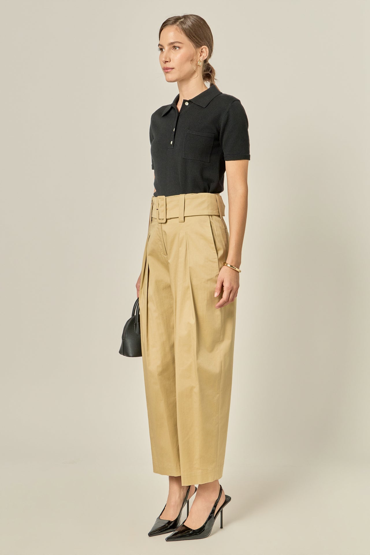 ENGLISH FACTORY - High Waist Belted Wide Leg Pants - PANTS available at Objectrare