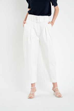 ENGLISH FACTORY - High Waist Belted Wide Leg Pants - PANTS available at Objectrare