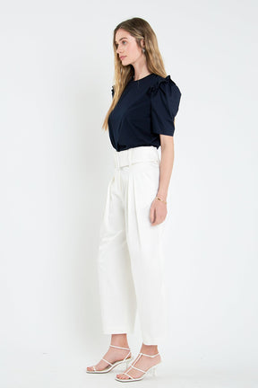 ENGLISH FACTORY - High Waist Belted Wide Leg Pants - PANTS available at Objectrare