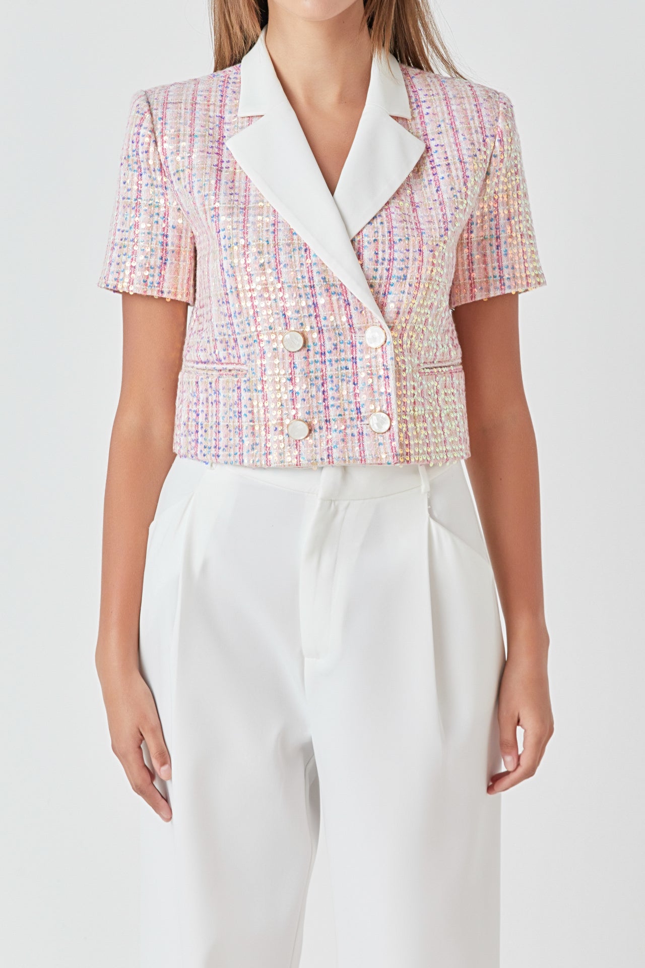 ENDLESS ROSE - Cropped Short-Sleeve Blazer - BLAZERS available at Objectrare