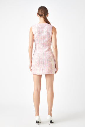 ENDLESS ROSE - Sequin Tweed Mini Dress - DRESSES available at Objectrare