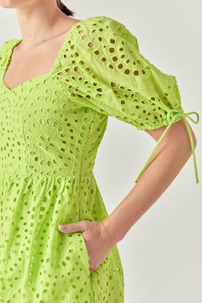 ENGLISH FACTORY - Eyelet Scallop Edge Mini Dress - DRESSES available at Objectrare