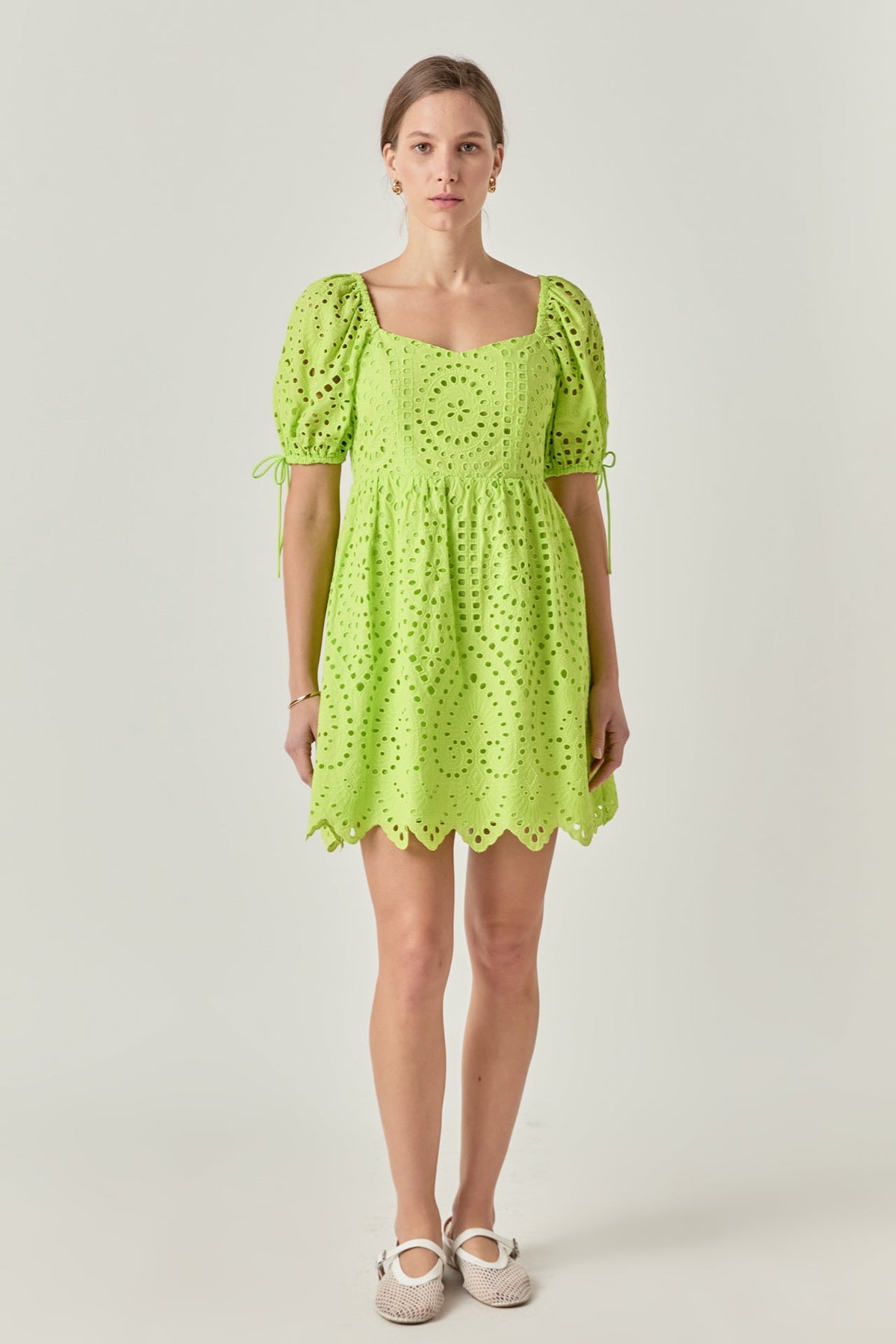 ENGLISH FACTORY - Eyelet Scallop Edge Mini Dress - DRESSES available at Objectrare